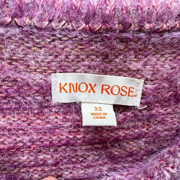 Fuzzy Striped Pullover Womens Sweater Purple Size XS Cozy Soft Textured - Picture 3 of 5